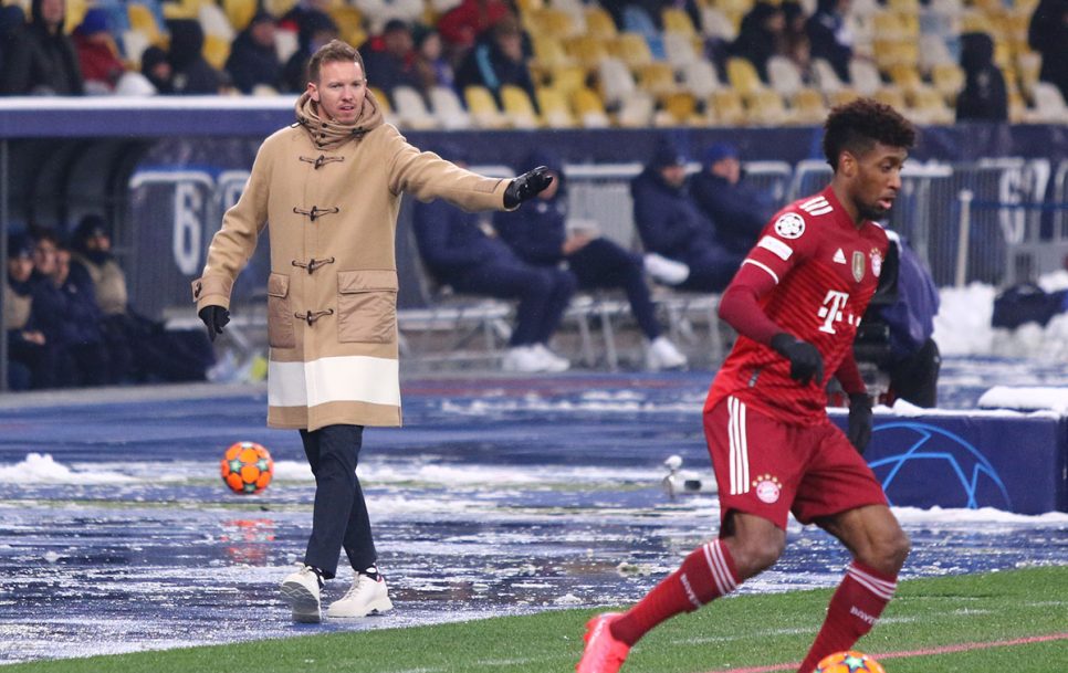 Bayerni endine peatreener Julian Nagelsmann UEFA Meistrite liiga mängu ajal Kiievi Dünamo vastu 2021. aasta novembris. Bayern võitis 2-1. Foto: ©katatonia/123RF.COM