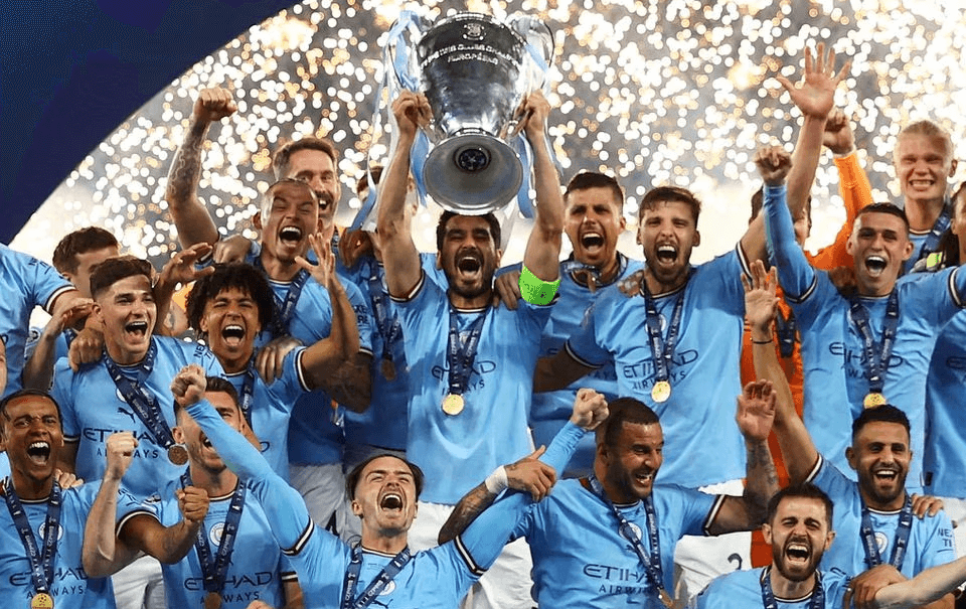 Manchester City tähistamas oma 2023. aasta Meistrite Liiga võitu. Foto: REUTERS / Molly Darlington