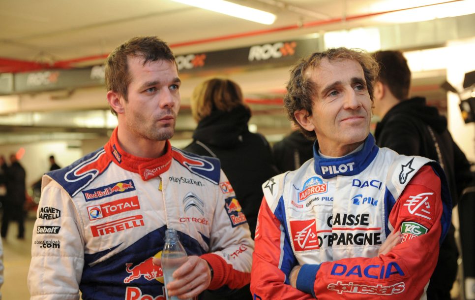 Kaks prantslasest maailmameistrit: rallikuningas Sébastien Loeb (vasakul) ja vormelilegend Alain Prost. Foto: Race of Champions / Red Bull Content Pool