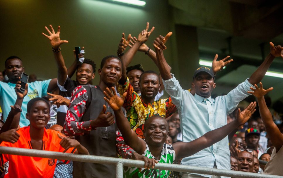 Nigeeria fännid 2023. aasta Aafrika rahvaste karikavõistluste kvalifikatsiooniturniiril (AFCON) Nigeeria ning São Tomé ja Príncipe vahelisel matšil. Foto: Imago Images