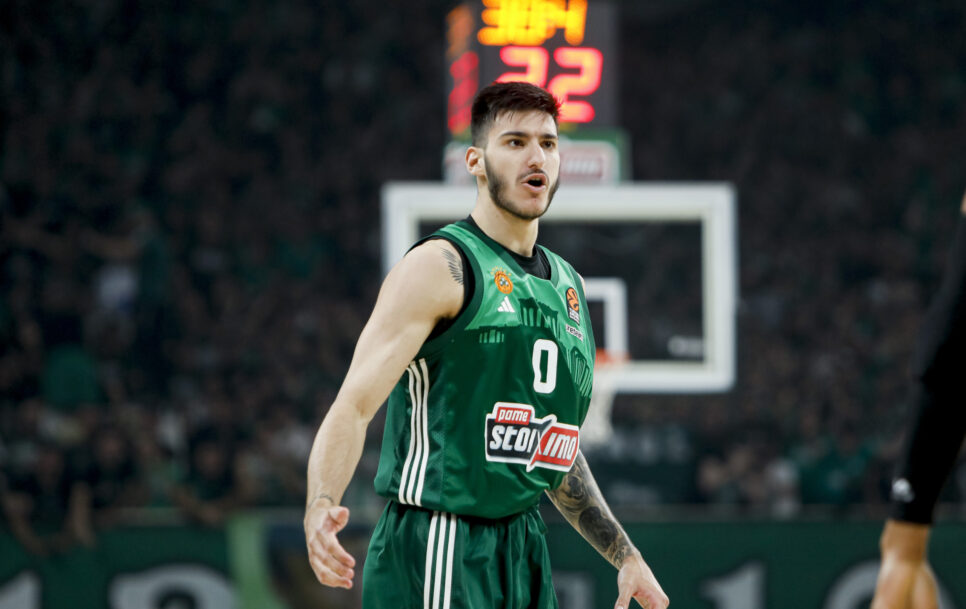 Panagiotis Kalaitzakis (nr 0) on energia- ja kaitsepall, kelle tee Ateena Panathinaikosesse oli ebatavaline. Foto: Panagiotis Moschandreou/Euroleague Basketball, Getty Images