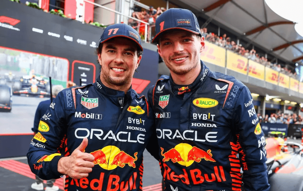 Makss Verstapens un Serhio Peress no Red Bull Racing komandas. Avots: Red Bull Content Pool