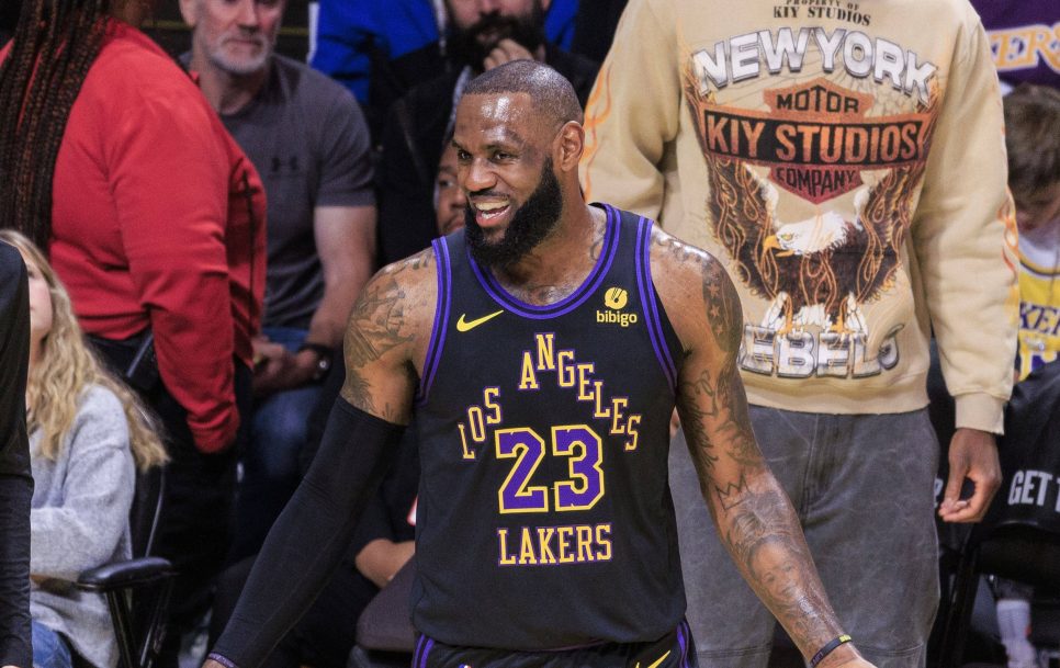 LeBron James of the Los Angeles Lakers during their NBA In-Season Tournament game against the Utah Jazz on Tuesday, November 21. Source: Imago Images