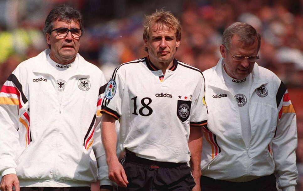 The Croatians managed to eliminate Jürgen Klinsmann (center) in the quarterfinals of the 1996 Euros, but not before the German scored a penalty. Source: Imago Images