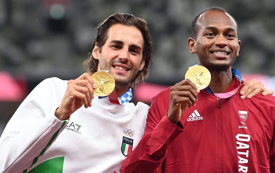 Friends and competitors: Gianmarco Tamberi (left) and Mutaz Essa Barshim’s friendship began in 2017 when the Italian needed support. Source: Imago Images