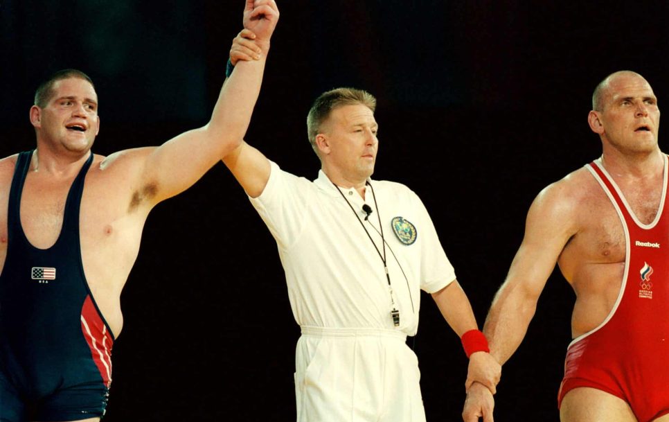 No one expected that Aleksandr Karelin (in red) would lose to Rulon Gardner (in blue) in the Sydney Olympic final. Source: Imago Images