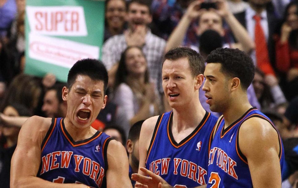 The usually modest Jeremy Lin (far left) unleashed his inner beast on the court. Source: Imago Images